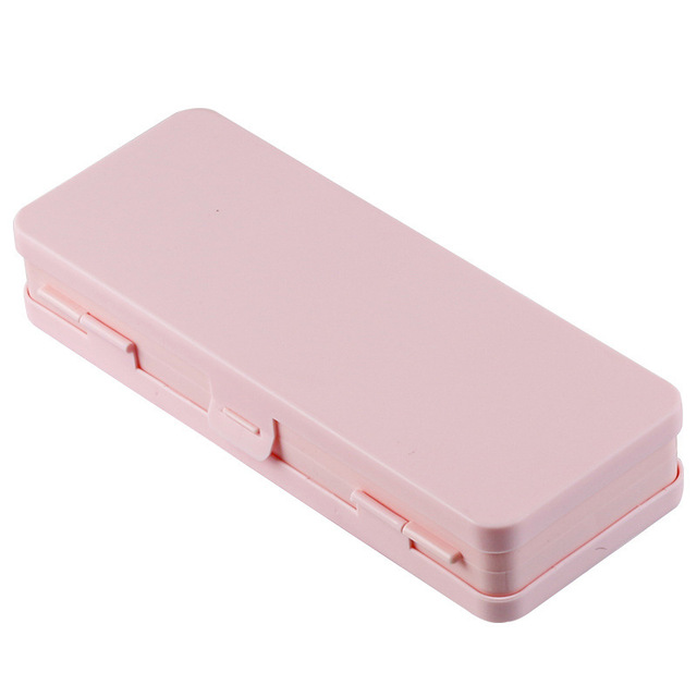 Simple Solid Color Double Layer Pencil Case DIY Storage Box for Students'