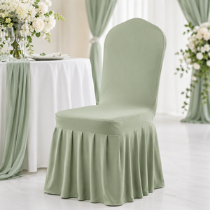 Full Coverage Spandex Chair Cover with Pleated <b>Skirt</b> to Hide Chair Legs for Event Linen Rental Supply - Product Image 1
