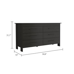 Southington <b>6</b>-<b>Drawer</b> Black Wengue Dresser Modern Storage Bedroom Furniture - Product Image 5