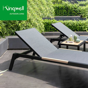 Chaise longue <span class=keywords><strong>de</strong></span> <span class=keywords><strong>jardin</strong></span> en aluminium noir, mobilier <span class=keywords><strong>de</strong></span> piscine, chaise longue empilable pour la plage, chaise longue <span class=keywords><strong>de</strong></span> piscine extérieure - Product Image 5