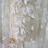 DELACE JZQ belle broderie florale Sequin dentelle Patch 3D fleur perlée dentelle Applique robe de mariée accessoires