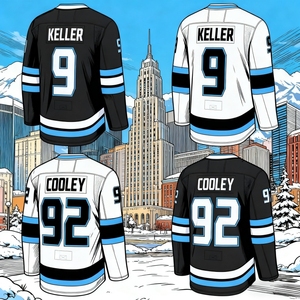 Vente en gros de maillots de hockey sur glace brodés Utah City Mammoth # 9 Clayton Keller # 11 Uniforme de hockey <span class=keywords><strong>Dylan</strong></span> Guenther - Product Image 1