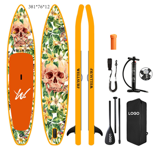 Tabla de Surf Inflable de Carreras de Doble Capa de PVC de 12.6 pies (381 cm) con Tecnología Drop Stitch, Pinkskull - Product Image 1