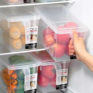 <b>Stackable</b> Refrigerator <b>Storage</b> Box With Handle And Lid Rectangle Plastic <b>Container</b> For Food Organization - Product Image 1