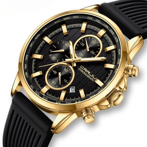 Montre chronographe pour homme, multifonction, étanche, calendrier, quartz, bracelet en silicone, lumineuse, sport, affaires, décontractée, montre-bracelet - Product Image 2