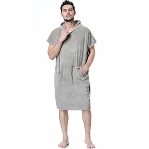 New Design Supplies Eco-Friendly 100% Cotton Ultra Absorbent Hooded Robe Surf Poncho Free Terry Beach Towel Poncho