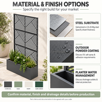 Grand bac à plantes en aluminium de style australien avec treillis métallique, clôture de jardin durable et écran d'intimité, personnalisable OEM ODM