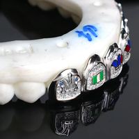 Hip Hop Grillz pour les dents personnalisé 925 argent Chroma drapeau 6 dents Moissanite diamant entièrement glacé Grillz