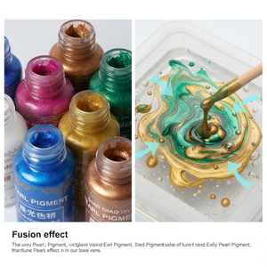 Timesri 20 रंग मोती पिगमेंट मोती शिमर एपॉक्सी राल डाई तरल मिका वर्णक, कीचेन, कला निर्माण के लिए - Product Image 4