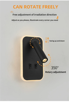 Lampes murales LED modernes pour chambre d'hôtel, angle réglable, double charge USB type-A/type-C, éclairage de chevet compatible