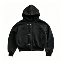 Sweat-shirts surdimensionnés de qualité supérieure en coton/polyester avec logo personnalisé OEM, boucle à fermoir, streetwear, veste pour hommes, sweats à capuche