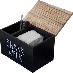 Caja de almacenamiento de madera con tapa abatible, organizador compartimentado de 20x13x13cm para baño, cocina, escritorio, uso decorativo - Product Image 4