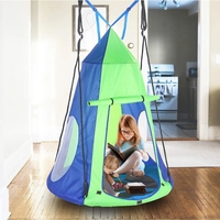 Balançoire soucoupe pour enfants de 40 pouces avec tente de protection intérieure/extérieure Produit en acier métallique pour le jardin et le parc de trampolines