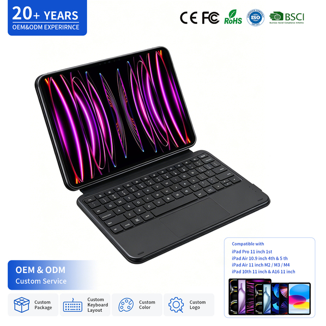 Integrated Wireless Keyboard Case for iPad 10th Gen 10.9 Inch A16 11 Inch Air Pro 11 Inch with Backlit Keyboard Foldable Stand