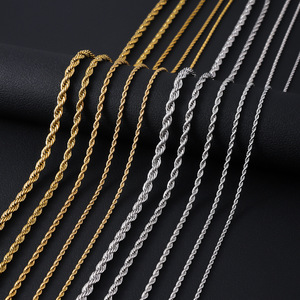 Người đàn ông sang trọng tùy chỉnh dây chuỗi vàng thép không gỉ Twist Chuỗi vòng cổ - Product Image 3