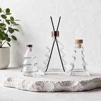 Bouteille diffuseur en verre transparente en forme de sapin de Noël avec bouchon en liège, 100 ml et 200 ml, pour parfum d'ambiance domestique, élégante décoration de Noël