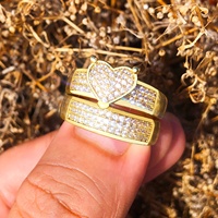 Bague de fiançailles de luxe en or 18 carats plaqué or, micro-pavé de zircon cubique, cœur d'amour, pour couple, femme, mariage, bijoux