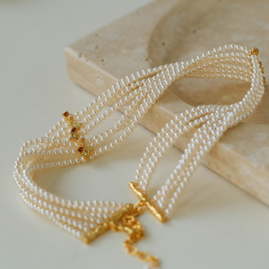 Vintage Elegant Multi-Layer Baroque Natural Freshwater <strong>Pearl</strong> Choker <strong>Necklace</strong> Women Factory Wholesale - Product Image 5
