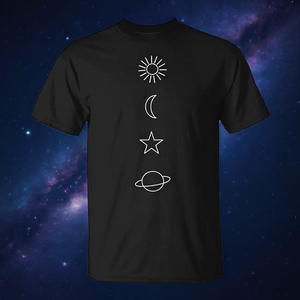 Camiseta sin mangas para mujer con diseño de símbolos místicos, sol, luna, estrellas, planetas, celestiales - Product Image 3