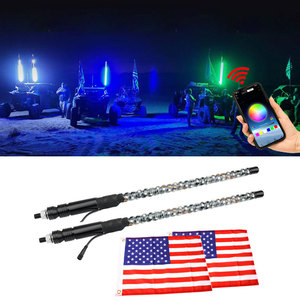 Luz de látigo LED RGB <span class=keywords><strong>9</strong></span>-32V DC impermeable APP + Control remoto Symphony 90 cm asta de bandera con bandera para Jeep Ambient Light - Product Image 4