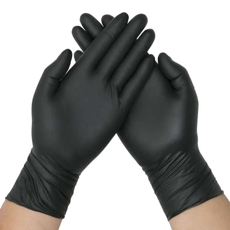 Preiswerter pulverfreier reiner Nitril einweg schwarze Nitrilhandschuhe industrielle S-Tattoo-Handschuhe schwarze Nitril-Arbeitshandschuhe
