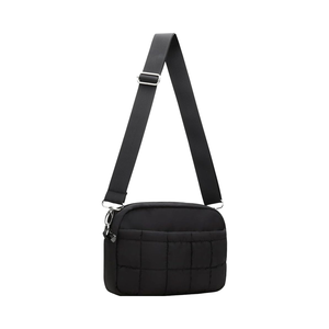 Custom Large Waterproof Fashion Women <strong>Black</strong> Nylon Shoulder Handbag with Zipper Closure Multiple Pockets Adjustable Crossbody <strong>Bag</strong> - Product Image 1
