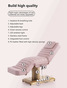 Lit de beauté électrique de luxe à 3 moteurs – Idéal pour les extensions de cils, les soins du visage et l'épilation - Product Image 3