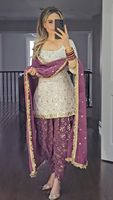 Ensemble haut, pantalon et dupatta pour femme, de haute qualité, 4 saisons, de créateur, prêt-à-porter, entièrement cousu, style ethnique moderne, en faux georgette épaisse