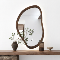Miroir intelligent LED moderne en bois de style européen avec variateur d'intensité et grossissement, interrupteur tactile IP44 pour salle de bain d'hôtel (vente en gros)