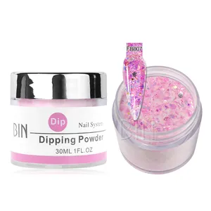BIN High Quality Colorful Acrylic Nails Glitter Nails Dipping Powder Decoration Glitter