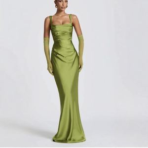 Abito Elegante da Donna in Seta Ghiaccio di Alta Qualità, Scollato, Senza Maniche, con Schiena Scoperta e Spalline Regolabili, Aderente e Sexy per Occasioni Formali - Product Image 1