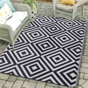 Tapis d'extérieur et d'intérieur imperméable en polypropylène pour patio, camping, caravane, véranda, terrasse, balcon, cour arrière avec sangle - Product Image 3