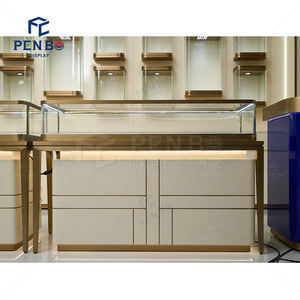 تصميم مجاني لمنصات عرض المجوهرات المخصصة، خزانة مجوهرات ذهبية، حل تجديد متجر المجوهرات والماس - Product Image 3