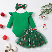 Ensemble trois pièces en coton anti-bactérien pour bébés filles, robe de Noël Harper, automne-hiver