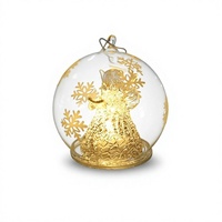 Boule de Noël en verre soufflé à la main avec motif flocon de neige, ornement décoratif à suspendre pour sapin de Noël, en fil de verre LED, fourni directement par l'usine