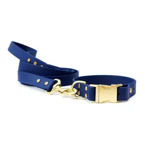 Luxury Personalized Custom Adjustable PVC Dog Collar And Leash Set Waterproof Collar Silicone Metal Dog Leash