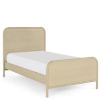 Nordisches Naturholz-Einzelbett aus Eiche, Anpassbare Größe, Abgerundeter Massivholz-Bettrahmen, Organisches Minimalistisches Umweltfreundliches Schlafzimmermöbel