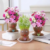 Plante en pot DIY Fleur Artificielle Mignonne pour Maternelle, Petite Plante d'Intérieur en Pot, Tête de Fleur Artificielle