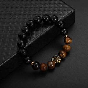 Bracelet en pierre d'œil de tigre naturelle pour hommes, perles d'hématite, bracelets de couple pour femmes, bracelets à breloque tête de lion, bijoux cadeau - Product Image 5