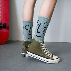 <span class=keywords><strong>Chaussettes</strong></span> en coton <span class=keywords><strong>personnalisées</strong></span> avec un <span class=keywords><strong>visage</strong></span> souriant, <span class=keywords><strong>chaussettes</strong></span> amusantes et mignonnes en tricot pour femme - Product Image 4