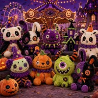 Ensemble de peluches OEM pour Halloween et Carnaval : Citrouille, Monstre, Panda, Lapin, Clown – Jouets en peluche doux, faible MOQ, direct usine
