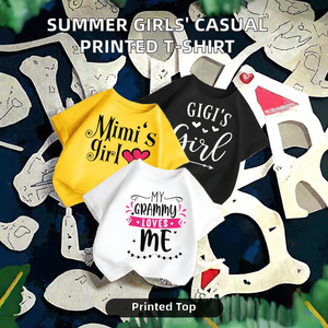 T-shirt en tricot imprimé décontracté et écologique à col rond pour filles d'été, manches courtes pour tout-petits - Product Image 2