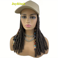 Perruque tressée synthétique de 18 pouces pour femme, style dreadlocks, couleur kaki, avec chapeau réglable pour usage quotidien en extérieur
