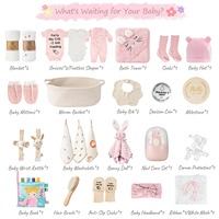 Coffret cadeau pour bébé de la naissance à 6 mois avec serviette en coton, poupée et jouet - Panier cadeau