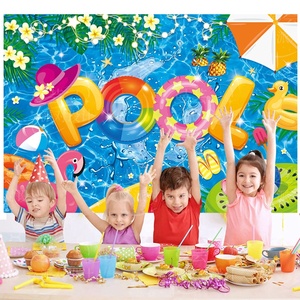 Latar Belakang Spanduk Pesta Pantai Musim Panas Latar Belakang Pesta Kolam Renang Hawaii Ulang Tahun Anak-anak untuk Dekorasi Pesta Hawaii - Product Image 3