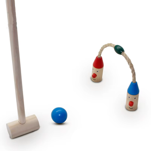 Ensemble de jeu de cour de jardin extérieur familial Croquet de clown en bois pour enfants avec boule de porte pour les sports et le divertissement - Product Image 5