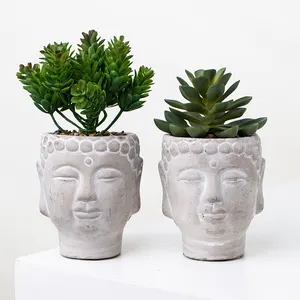 YUANWANG Custom Artificial Potted Plant Buddha Concrete Flower Cement Pots For Plants Mini Succulent Bonsai Pots