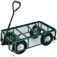 Chariot de jardin pliable à quatre roues en métal robuste, personnalisable OEM, pour outils de jardinage, fabrication chinoise, différentes tailles de cadre