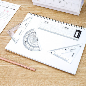 Deli Math <b>Set</b> 4-Piece 15Cm Plastic Ruler Protractor <b>Set</b> <b>Square</b> Student Exam Use - Product Image 3