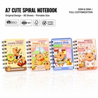 Cuaderno Creativo Capibara A7 con Espiral, Diseño de Dibujos Animados con Apertura Lateral, Bonito Bloc de Notas Portátil en Blanco, 80 Hojas, Regalo para Estudiantes, Venta al por Mayor
